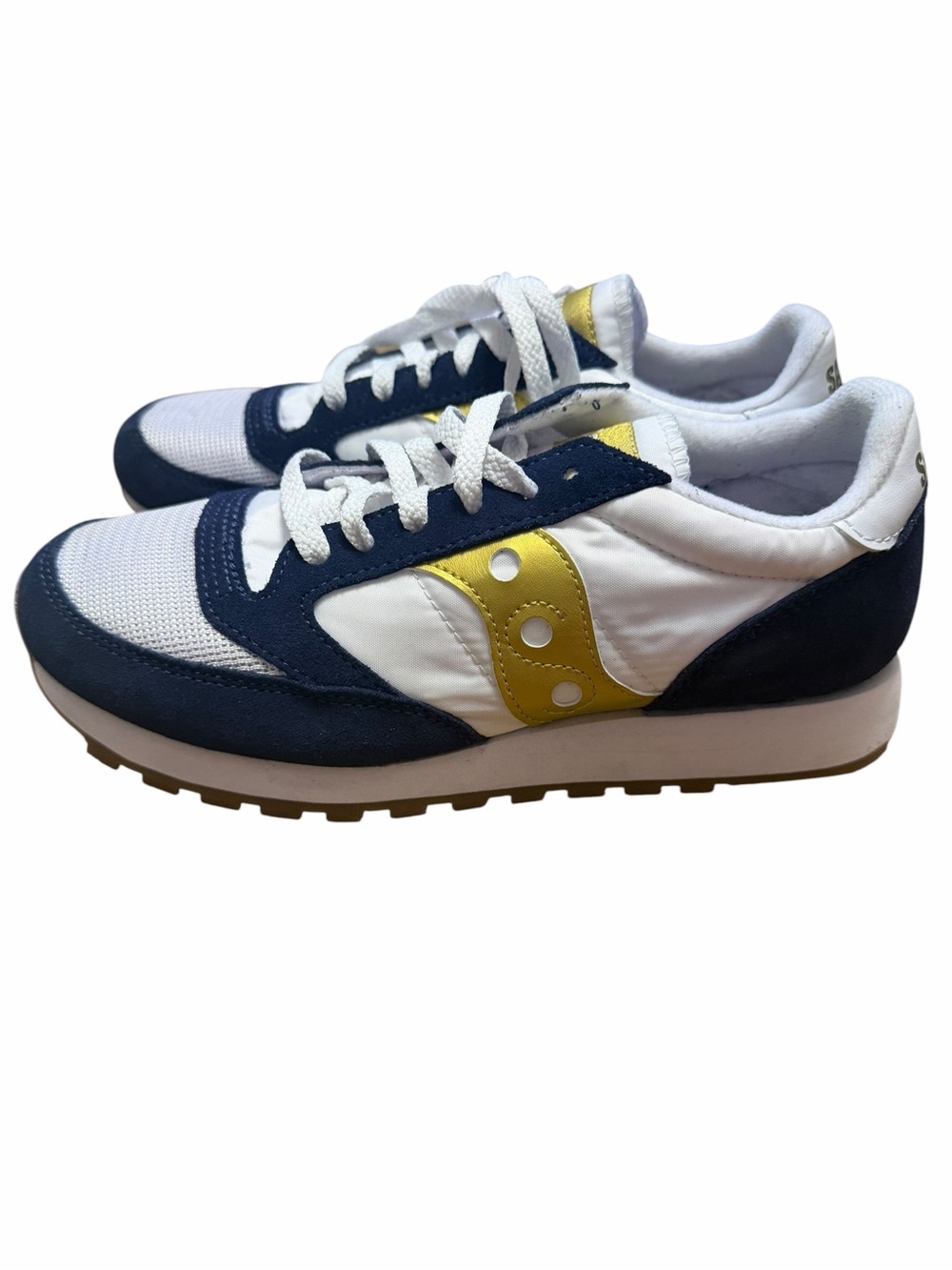 Retro Saucony Jazz Original Vintage Sneakers Navy Gold Men 7 Women 8.5 Gum Sole
